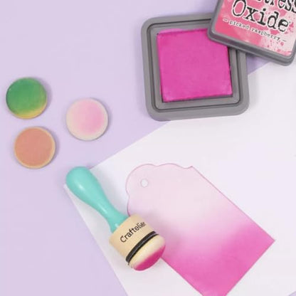 Craftelier - Kit of 2 Ink and Paints Bleding Tools with Base of 30 mm Diameter + Stackable Plastic Containers for Storing Foam Pads | Ideal for Applying Inks in Your Crafts - size: Ink Mixing Blending Tools + Stackable Containers