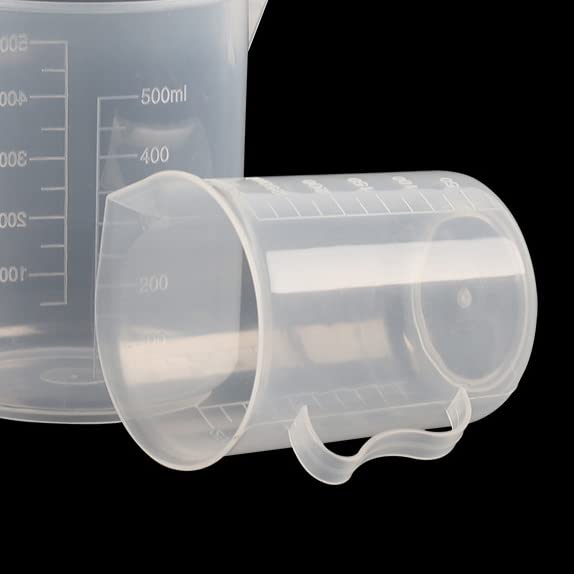 2 Pieces Plastic Measuring Cups with Handle Clear Measuring Cup Plastic Beaker Cups Plastic Graduated Cup Multipurpose Mixing Cups for Kitchen Experiment Mixing Paint Epoxy Resin, 250ml-300ml