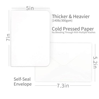 Funto 5x7 Blank Watercolor Cards and Envelopes, 50 Cards+50 Envelopes - style: 5x7 Cards and Envelopes