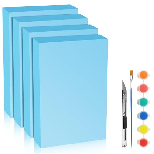 LuckyFoam Blue 4 Pack 12x7.5x2 inch Foam Sheets 2 Inch | Polystyrene Rectangles XPS Foam Board Craft for Insulating DIY Modeling Art Supplies - color: blue, size: 12x7.5x2 inch 4pcs