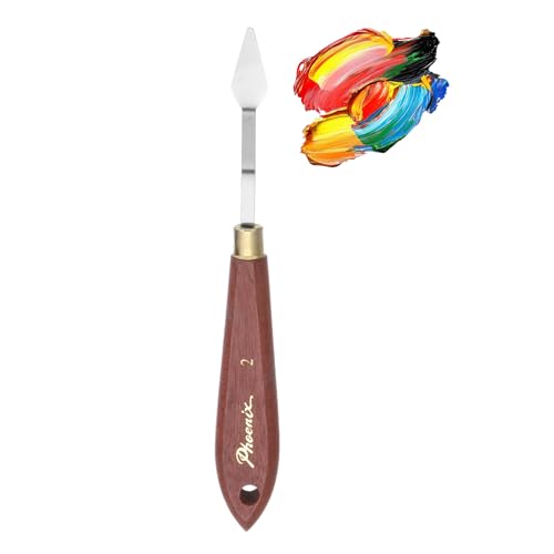 MECCANIXITY Pack of 1 Palette Knife No.2, 6.7" Long Palette Knives with Stainless Steel Flexible Spatula Pallet Knife and Wood Handle for Scraping, Mixing, Oil Acrylic Painting Canvas - style: No.2