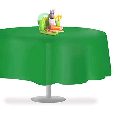 Grandipty Plastic Table Cloth Disposable 12 Pack 84" Round Green | Plastic table covers, durable disposable tablecloths, fade and tear-resistent table cover for party, event