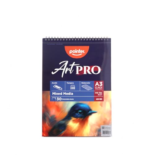 Pointer Art PRO Mixed Media Sketchbook, 140 lbs,Detachable Sheets, Acid-Free, White (11.7X 16.5) - size: 11.7X 16.5"