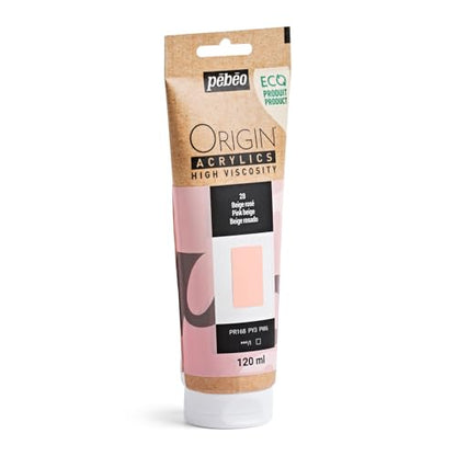PEBEO Origin Acrylics 120ml Matte Acrylic Paint, Pink Beige | Soft rosy neutral for portrait warmth and quiet palettes - matte high-viscosity acrylic that holds its texture. - color: Pink Beige