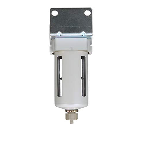 PneumaticPlus SAF400-N04B Compressed Air Particulate Filter 1/2" NPT | 10 Micron Element, 211 SCFM, 1/2" NPT, Polycarbonate Bowl, Manual Drain, 150 PSI Max, Mounting Bracket Included - style: Poly Bowl - Manual Drain