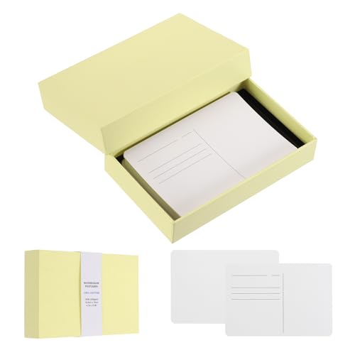 MECCANIXITY 40Sheets Watercolor Postcards, 100% Cotton 4"x6" Watercolor Paper Blank Postcard W Yellow Cap White Waistband Hot Pressed for Mailing Painting Invitation Cards(140lb/300gsm) Yellow - color: Yellow