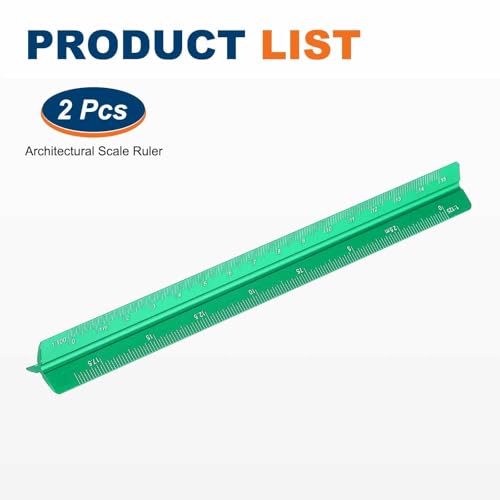 HARFINGTON 2 Pcs Architectural Scale Ruler, 7 Inch Metric Aluminum Alloy Architect Triangular Small Scale Laser-Etched Blueprint Drafting Ruler for Architects Engineers, Green - color: Green, size: 7 Inch