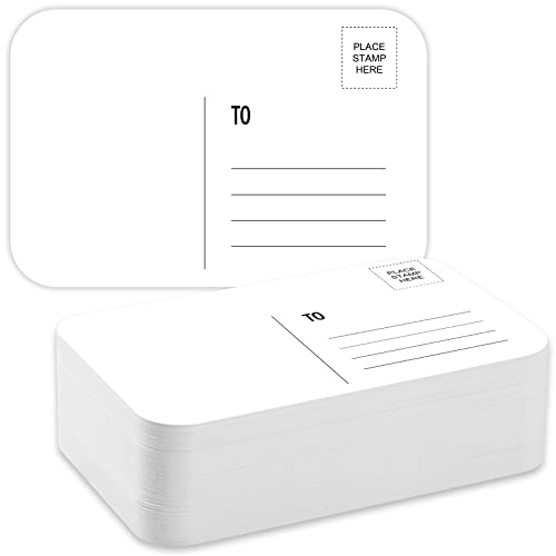 Sabary 100 Pcs Watercolor Postcards, 4 x 6 Inch Watercolor Paper Postcards Blank 140lb/300gsm White Cardstock Notecards for Paint, Artwork, DIY, Mailing, Invitations, Greeting Cards(Round Angle) - style: Round Angle