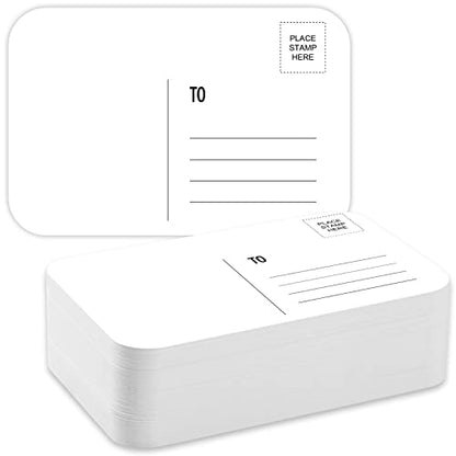 Sabary 100 Pcs Watercolor Postcards, 4 x 6 Inch Watercolor Paper Postcards Blank 140lb/300gsm White Cardstock Notecards for Paint, Artwork, DIY, Mailing, Invitations, Greeting Cards(Round Angle) - style: Round Angle