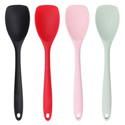 Mini Silicone Spatula Spoon Set, 4-Piece Rubber Spoonula for Kitchen Utensils, Spatulas Silicone Heat Resistant, Non-Stick Flexible Scrapers & Spoons for Baking, Cooking, Mixing, Cake