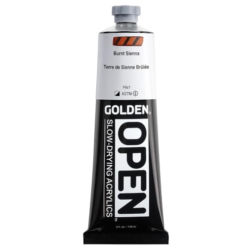 GOLDEN OPEN Slow-Drying Acrylics, Burnt Sienna, 5 fl. oz. Tube - color: Burnt Sienna, size: 5 Fl Oz (Pack of 1)