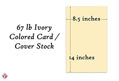 Ivory Pastel Color Card Stock | 67Lb Cover Cardstock | 8.5" x 14" Inches | 50 Sheets Per Pack - color: Ivory