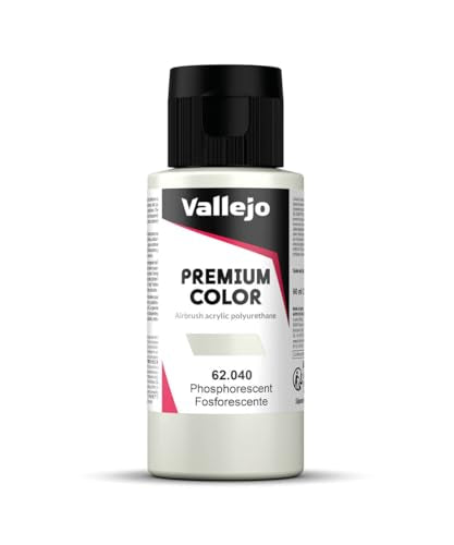 Vallejo - Premium Color RC Phosphorescent 2.02 Fl.Oz. (60 ml) for Airbrushing, Acrylic-Polyurethane Hybrid Resin of Great Resistance Paint for Model and Hobby Use, Temporary Glow in the Dark - style: Phosphorescent