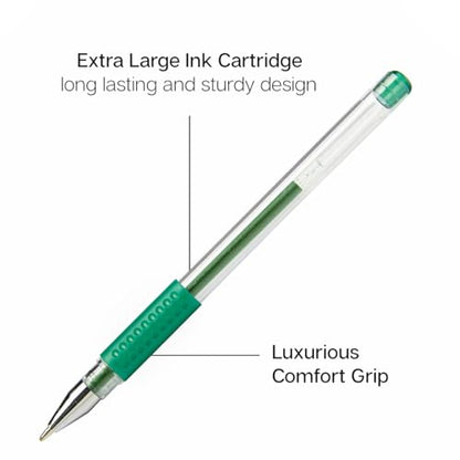 KINGART 400-24G Comfort Grip Gel Pens, Set of 24 Unique Green Tone Colors - color: Green Tone
