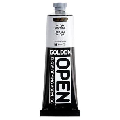 GOLDEN OPEN Slow-Drying Acrylics, Van Dyke Brown Hue, 5 fl. oz. Tube - color: Van Dyke Brown Hue, size: 5 Fl Oz (Pack of 1)