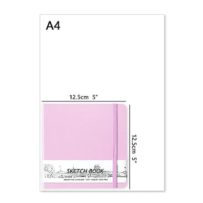 5" x 5" Hardcover Sketch Book,58 Sheets Small Mixed Media Pocket Sketch Pad | PU Cover,150 GSM Acid Free Artist Drawing Paper,Travel Journal Blank Notebook for Adults Sketching,Illustration.Purple Pink - color: 150gsm PU-purple pink