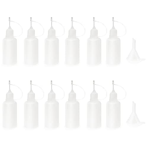 12 Pcs 1oz Precision Tip Applicator Bottles for Quilling Craft White Lids - size: 1 Ounce