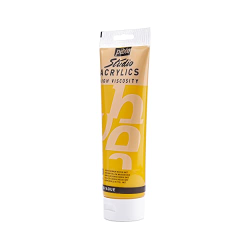 Pebeo Studio Acrylics High Viscosity, Fine Acrylic, 250 ml - Cadmium Yellow Medium Hue - color: Medium Cadmium Yellow Hue