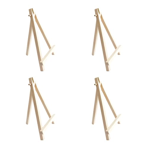 4PCS 6" Mini Wood Display Easel Natural Wooden Tabletop Stand for Small Canvas Art Photos Business Cards Wedding Decoration Painting Studio - style: 6 Inch