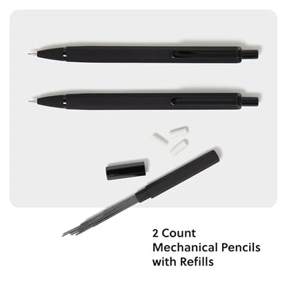 U Brands Mechanical Pencils, .7mm HB #2 Lead, 2 Pack with Refills, Black - color: Midnight Black
