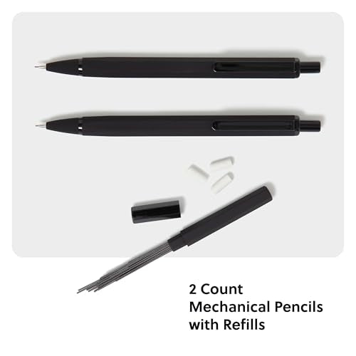 U Brands Mechanical Pencils, .7mm HB #2 Lead, 2 Pack with Refills, Black - color: Midnight Black