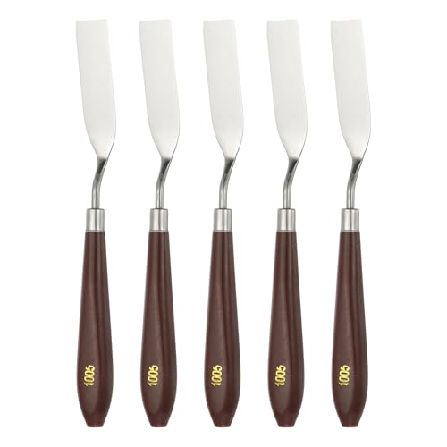 HARFINGTON 5pcs Palette Knife Painting Tool 2.72" x 0.51" Stainless Steel Art Spatula Pallet Knives Scrapers Tools with Plastic Handle for Acrylic Oil Canvas Mixing Spreading, Red/Silver - size: 2.72" x 0.51"