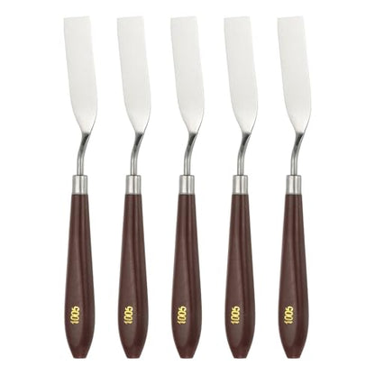 HARFINGTON 5pcs Palette Knife Painting Tool 2.72" x 0.51" Stainless Steel Art Spatula Pallet Knives Scrapers Tools with Plastic Handle for Acrylic Oil Canvas Mixing Spreading, Red/Silver - size: 2.72" x 0.51"