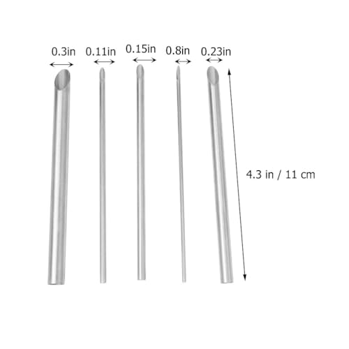 COHEALI 5 Pcs Clay Hole Cutter Set Stainless Steel Pottery Hole Cutter for Sculpture Round Tool for Ceramics Pottery Tools for Trimming and Hollowing 4.33 in Length