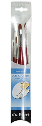 Da Vinci Watercolor Paint Brush Set, CosmoTop Spin Brushes, Multi-Diameter Advanced Synthetic Fibers - Round 0 and 6, Bright 10 and Cats Tongue 8 (5231-4) - style: Spin Starter Set