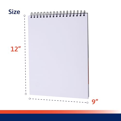 Pointer Art PRO Mixed Media Sketchbook 9x12 – Acid‑Free Paper, 30‑Sheet Spiral‑Bound Pad with Detachable Pages for Watercolor, Acrylic, Ink & Drawing - size: 9"x12"