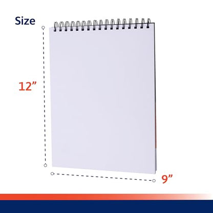 Pointer Art PRO Mixed Media Sketchbook 9x12 – Acid‑Free Paper, 30‑Sheet Spiral‑Bound Pad with Detachable Pages for Watercolor, Acrylic, Ink & Drawing - size: 9"x12"