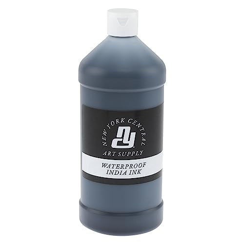 New York Central® India Ink 32oz Bottle - Make an Impact with Matte Black India Ink, Perfect for Artists, Calligraphy, Illustrations, & More - size: 32 Fl Oz