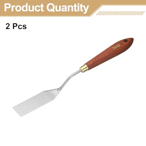 HARFINGTON 2pcs Palette Knife Painting Tool 3.15" x 0.91" Stainless Steel Teardrop Blade 9.06" Length Spatula Painting Pallet Knives with Hole Beech Wood Handle for Acrylic Canvas, Red/Silver - size: 9.06" x 0.91" x 3.15"
