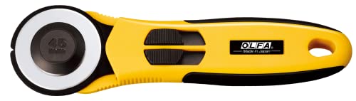 OLFA 45mm Quick-Change Rotary Cutter (RTY-2/NS) - Split Cover, Ambidextrous | 45mm Quick Change Rotary Cutter with dual blade guard cover, Right & Left Handed, Integrated grooves - Quilters and Crafters