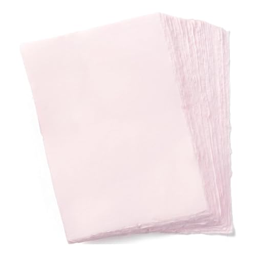 Wanderings A5 Handmade Deckled Edge Cotton Paper - Cold Pressed Texture - Paint, Watercolor, Writing, Printer - Cards, Invitations, Menus, Arts and Crafts. 50 Pack Pink 150 GSM - 5.8" x 8.3" - color: Pink, size: A5
