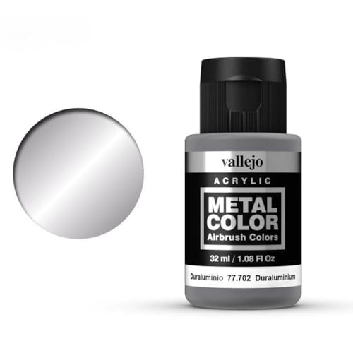 Vallejo - Metal Color | Duraluminium 32 ml (1.08 fl.oz.) | Faithfully Reproduce Different Metallic Finishes - style: Duraluminium 32 ml (1.08 fl.oz.)
