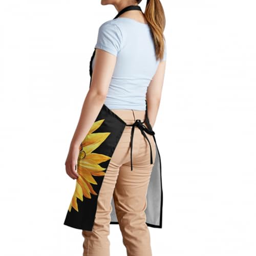 Giwawa Unisex Adult Apron Waterproof Stain Resistant Kitchen Cooking Apron with 2 Pockets for BBQ Grill Painting - color: Sunflower