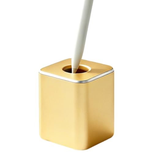 Pen Stand for Desk, 2-in-1 Single Pen Holder&Paperweight,Bright Gold | Aluminum Alloy, 16mm ID, 5cm H, Non-slip Base, Minimalist Organizer for Fountain Pen Stylus, Office Home School Use - color: Brighter Gold, size: Tall - 1P