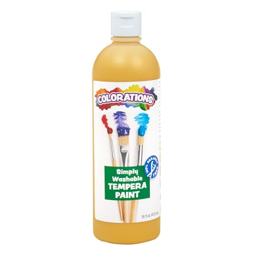 Colorations Paraben-Free Washable Tempera Paint for Kids, 16 oz Bottles - color: Gold