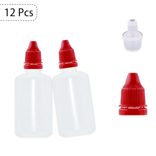12 Pcs Dropper Bottles, 50ml/1.7 oz Empty Squeezable Small Mouth Dropper Bottle, Liquid Dropper Bottle with Red Cap - color: Red Cap