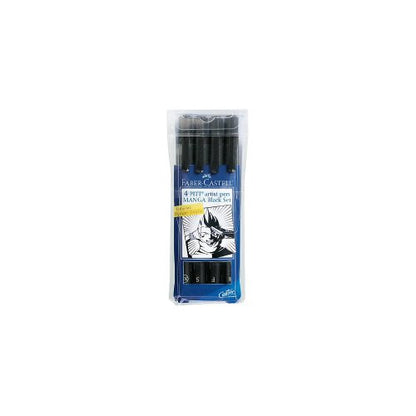 FABER-CASTELL 167132 PITT Artist Manga Drawing Pens, Black, 4-Pack - size: 4 Count (Pack of 1), style: Manga Wallet Set - Black