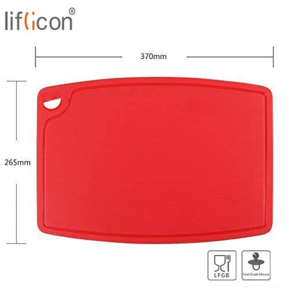 Liflicon Extra Large Thick Silicone Cutting Boards for Kitchen 14.6'' x 10.43'' Flexible Cutting Chopping Boards/Mats Non-slip Deep Drip Juice Groove, Dishwasher Safe-Red - color: Red, size: 14.6"L x 10.4"W