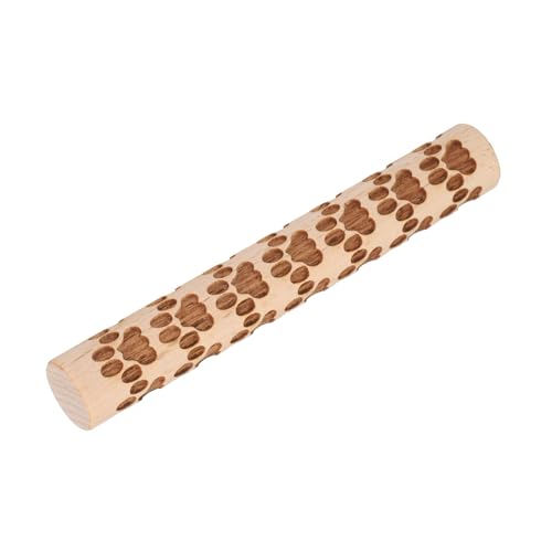 HARFINGTON Wood Clay Roller 4" Paw Print Pattern Rolling Pins Wood Rollers Pottery Tools Wood Grain Texture Rollers for Clay Baking Dough Playdough DIY - style: Paw Print