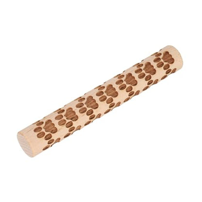 HARFINGTON Wood Clay Roller 4" Paw Print Pattern Rolling Pins Wood Rollers Pottery Tools Wood Grain Texture Rollers for Clay Baking Dough Playdough DIY - style: Paw Print