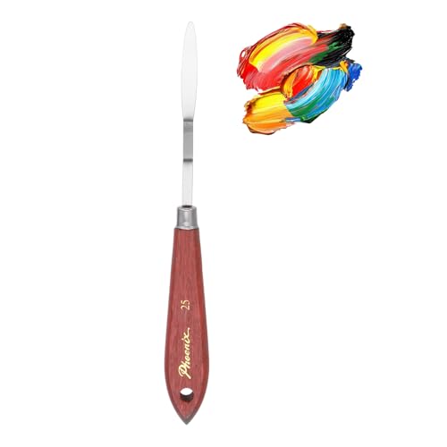 MECCANIXITY Pack of 1 Palette Knife No.25, 8.1" Long Palette Knives with Stainless Steel Flexible Spatula Pallet Knife and Wood Handle for Scraping, Mixing, Oil Acrylic Painting Canvas - style: No.25