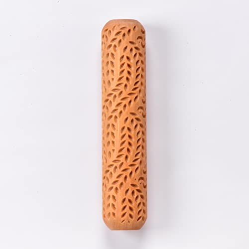 MKM Pottery Tools Wood Big Hand Rollers for Clay (BHR-103 Sweater Knit Stitch) - color: BHR-103 Sweater Knit Stitch