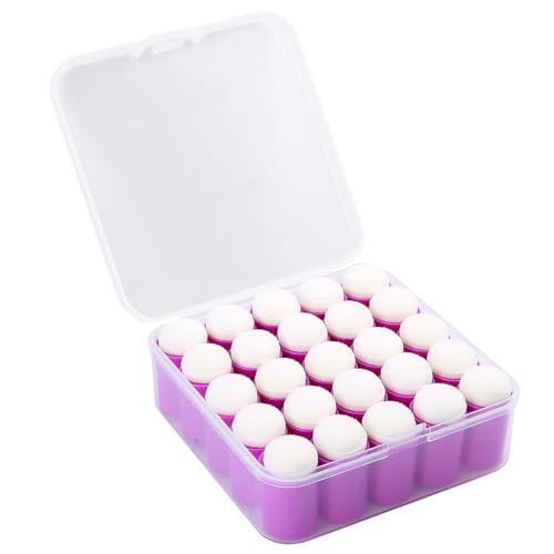 25 Pieces Sponge Daubers W/Storage Case - Handy Finger Daubers for Applying and Spreading Ink, Paint, Glue & More - Providing Excellent Detail Control and Precision - color: Purple