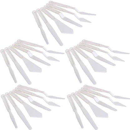 5 Sets 30Pcs Plastic Spatula Palette Knives, Palette Knife Set Thin and Flexible Art Knife Tools, Painting Knife for Mixing, Spreading, Scratching, Layering Colors, Watercolor Painting