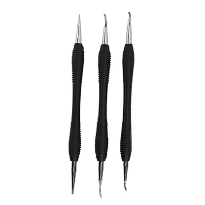 3PCS Leather Craft Modeling Tools Grooving Tools, Leather Embossing Spoons Leathercraft Modeling Carving Tools Kit, Leather Craft DIY Kit for Leather Press Rub/Edge Skiving