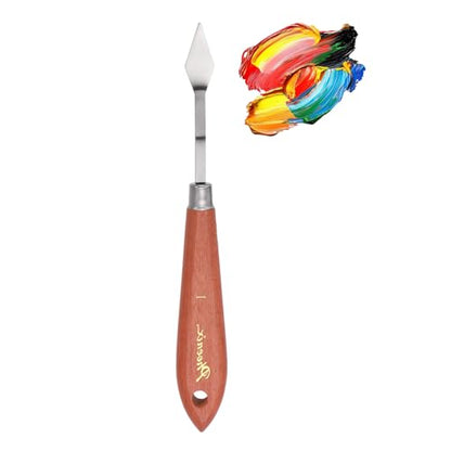MECCANIXITY Pack of 1 Palette Knife No.1, 6.9" Long Palette Knives with Stainless Steel Flexible Spatula Pallet Knife and Wood Handle for Scraping, Mixing, Oil Acrylic Painting Canvas - style: No.1